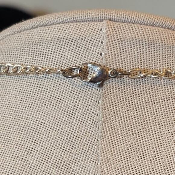 Cut Out Diamond Shape Pendant with Blue AB Crystal Beads on Silver Tone Necklace - Picture 10 of 10